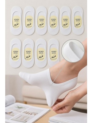 Lykos Kadın Beyaz Bambu Babet Çorabı - Dikişsiz ve Kaymaz Silikonlu 3'lü Paket
