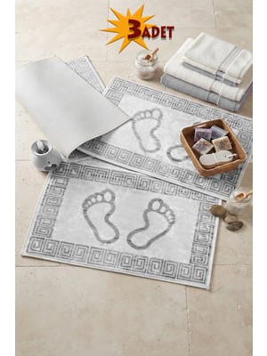 Thalia Home Ayakizi Desenli 3 Adet Banyo Paspası Kapıönü Paspası 40X60 cm