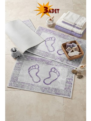 Thalia Home Ayakizi Desenli 3 Adet Banyo Paspası Kapıönü Paspası 40X60 cm