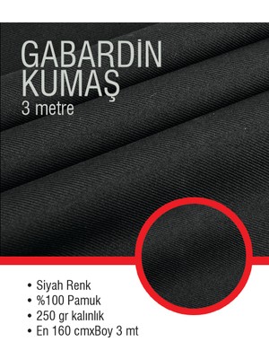 Kurumsal Ambalaj 3 Metre Siyah Gabardin Kumaş