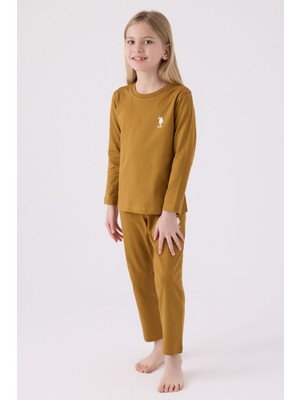 U.S. Polo Assn. U.S. Polo Assn Kız Çocuk Kahverengi Pijama Takımı US1668-C-V5