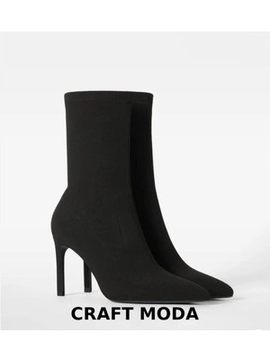 Craft Moda Stiletto Topuklu Streç Kumaş Kadın Bilekte Bot