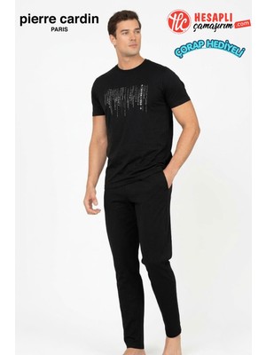 Pierre Cardin Paris Premium Erkek Bisiklet Yaka Pamuklu Penye Kısa Kollu Pijama Takım