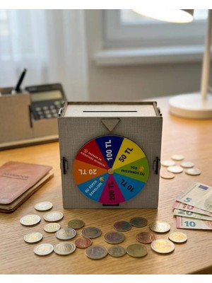 Nevamel® Çarkıfelek Oyunlu Ahşap Kumbara