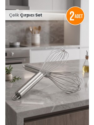 Orvila 2'li Çelik Lüx Çırpıcı Set 25 cm
