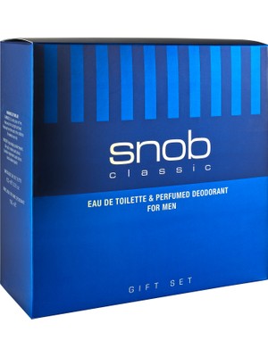 Snob Classic Erkek Parfüm ve Deodorant Seti - 100 ml Odunsu ve Baharatlı Koku, 150 ml Hediye Kutusu ile