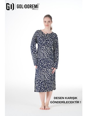Gd Goldoremi 25246 Kadın Uzun Kollu Düğmeli Likra Viskon Günlük Elbise Karışık Desen Gönderilecektir