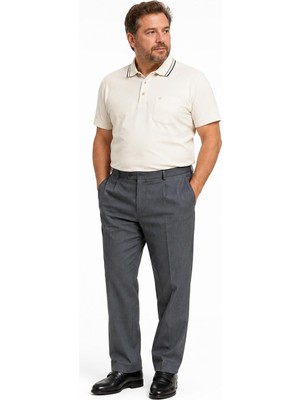 Baba Pant Asaf -Büyük Beden,mevsimlik, Rahat Kalıp ,pileli , Kumaş  Pantolon - Orta Gri (56-58-60-62)