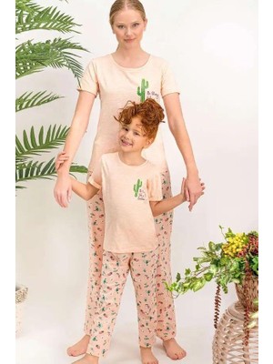 Arnetta Kız Çocuk Kısa Kollu Bisiklet Yaka Kaktüs Desenli Pijama Takım