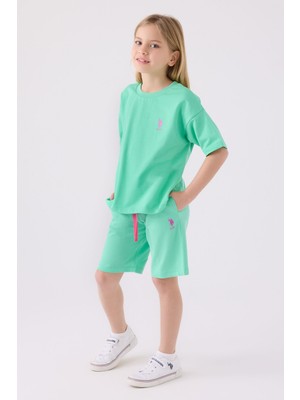 U.S. Polo Assn. U.S. Polo Assn Kız Çocuk Yeşil Bermuda Takım US1850-C-V22