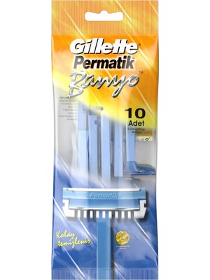 Gillette Permatik 10 Adet Banyo Kullan At Tıraş Bıçağı Ergonomik Tasarımlı Hassas Cilt Dostu