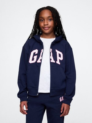 Gap Kız Çocuk Lacivert Relaxed Gap Logo Fermuarlı Sweatshirt