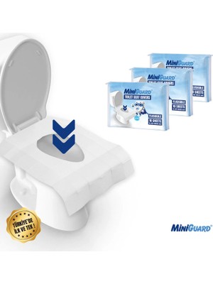 MiniGuard® Klozete Atılabilir Klozet Örtüsü - EasyFlush Özel Sistemli, Suda Çözünür, Tek Kullanımlık - 3 Paket x 10 Adet