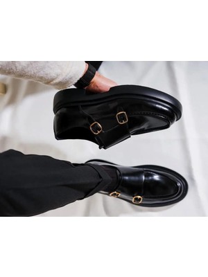 Tetri 0K575 Gody Model Hakiki Deri El Yapımı Erkek Siyah Açma Casual Ayakkabı