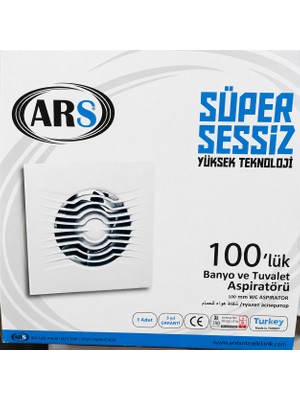 Ars Süper Sessiz 100’LÜK Banyo ve Tuvalet Aspiratörü 100 mm