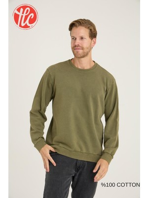 Kly Unisex Relax Fit Rahat Kesim %100 Pamuklu Yumuşak Dokulu Şardonsuz Bisiklet Yaka Sweatshirt