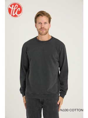 Kly Unisex Relax Fit Rahat Kesim %100 Pamuklu Yumuşak Dokulu Şardonsuz Bisiklet Yaka Sweatshirt
