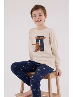 Arnetta Erkek Çocuk Amazing %100 Pamuk 4 Mevsim Baba-Oğul Uzun Kollu Pijama Takım