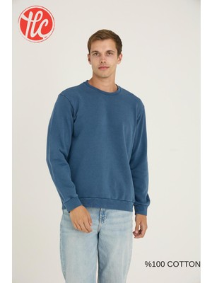 Kly Unisex Relax Fit Rahat Kesim %100 Pamuklu Yumuşak Dokulu Şardonsuz Bisiklet Yaka Sweatshirt