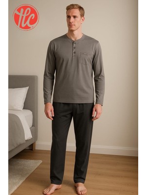 Gd Goldoremi 28301 Erkek 4 Mevsim Rahat Pamuklu Süprem Kumaş Uzun Kollu Pijama Takım