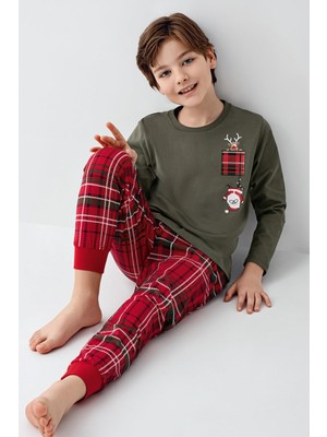 Arnetta Erkek Çocuk Aile %100 Pamuk 4 Mevsim New Year Uzun Kollu Pijama Takım