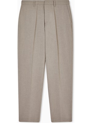 Emporio Armani Erkek Normal Kesim Pileli Dokulu Düz Paça Bej Pantolon EM005901 AF13674-U6161