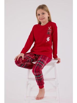 Arnetta Garson Kız Çocuk Aile %100 Pamuklu 4 Mevsim New Year Uzun Kollu Pijama Takım