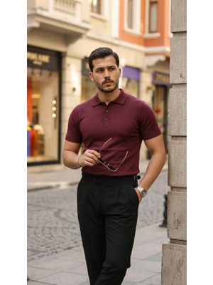 Erkek Düğme Yakalı Kısa Kollu Pamuk Triko Tişört