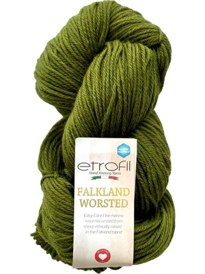 Etrofil Falkland Worsted Örgü İpi Zeytin Yeşili %100 Yün 100g 200m (74180)