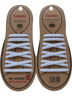 Coolnice Silikon Bağlanmayan Ayakkabı Bağcığı – Yetişkin Boy, 18 Parça Beyaz, Esnek ve Dayanıklı Kullanım