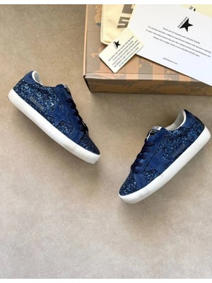 Golden Goose Luxury Mavi Simli Yıldız Kadın Sneaker