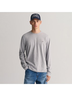 Gant Erkek Gri Regular Fit Bisiklet Yaka Uzun Kollu T-Shirt