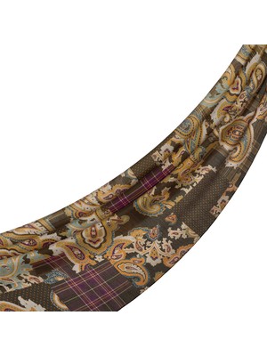 İpekevi Ipekevi Patchwork Desenli Tensoft Şal 03920-HAKI Yeşil