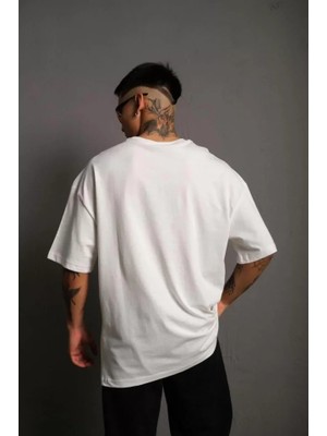 Erkek 24/1 Düz A Kalite Oversize T-Shirt - Beyaz