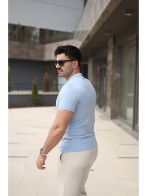 Erkek Polo Yaka Fermuar Detaylı Tişört