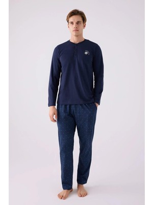 Arnetta Erkek Pamuklu Comfortablelıfe Bisiklet Yaka Uzun Kollu Pijama Takım