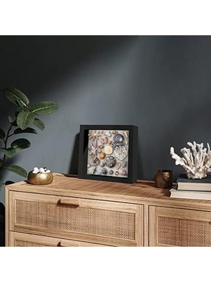 BYZ Store 8x8 Gölge Kutusu Çerçeve Siyah Yumuşak Sırtlı - Duvar ve Masa Üstü Için Kırılmaya Dayanıklı Camlı Kompozit Ahşap - 2'li Paket