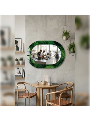 Decorita Dekor Camı ve Ayna | Gizli Bahçe Yaprak Desenli Dekoratif Ayna  | 110CM x 70CM