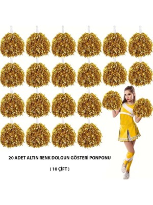 İyisi Var 10 Çift ( 20 Adet ) Altın Renk 23 Nisan 19 Mayıs 29 Ekim Okul Gösteri Ponponları