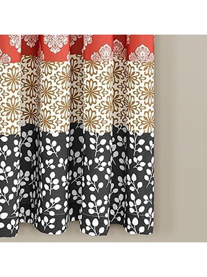 BYZ Store Lush Çizgili Pencere Perdesi Panel Çifti, 160 cm Uzunluk x 132 cm Genişlik, Turkuaz ve Turuncu