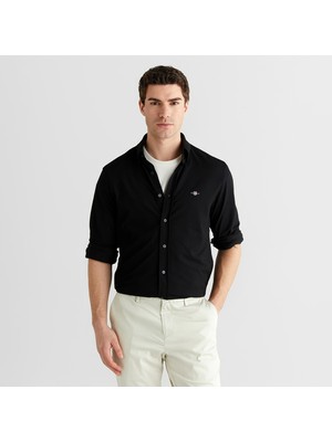 Gant Erkek Siyah Regular Fit Gömlek Yaka Gömlek