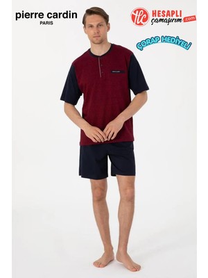 Pierre Cardin Premium Erkek Jakarlı Kısa Kollu Şortlu Kutulu Damat Çeyiz/günlük 3'lü Pijama Takım