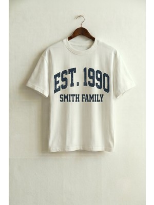 Maison De Mode Beyaz 1990 Kolej Tasarım Oversize T-Shirt