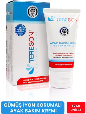 Tereson Ayak Kokusu Önleyici Krem - Gümüş İyonlarla Koruma, Ferahlatıcı ve Nemlendirici Etki, 50 ml,