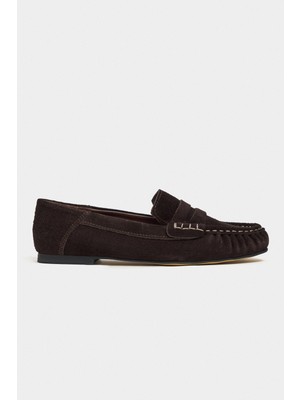Nişantaşı Shoes Misty Bitter Kahve Süet Kadın Loafer Ayakkabı