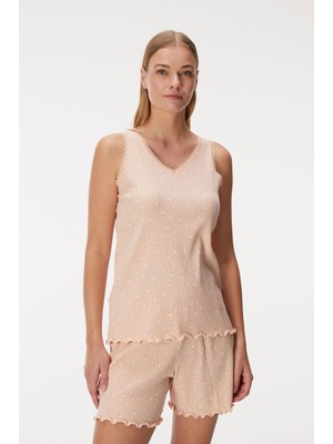 Anıl Kadın Askılı V Yaka Dantel Detaylı Şort Pijama Takım