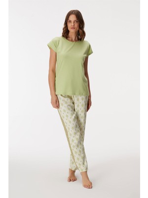 Anıl Kadın Bisiklet Yaka Detaylı Kısa Kollu Pijama Takım
