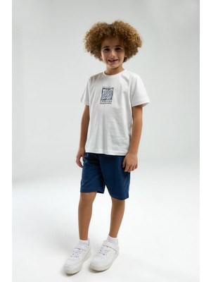 Arnetta 3304 Erkek Çocuk Beyaz Kısa Kollu Şortlu Bermuda Pijama Takım