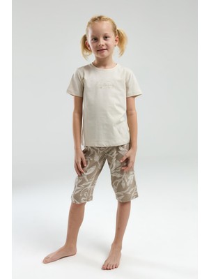 Arnetta 3301 Garson Nature Lover Kız Çocuk Bisiklet Yaka Kısa Kol Kapri Pijama Takım