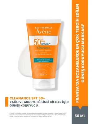 Avene Cleanance SPF 50+ Yağlı ve Akneye Eğilimli Ciltler için Yüksek Korumalı Güneş Kremi 50 ml